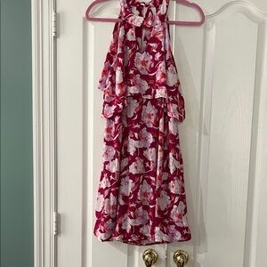 Maternity tie neck floral dress